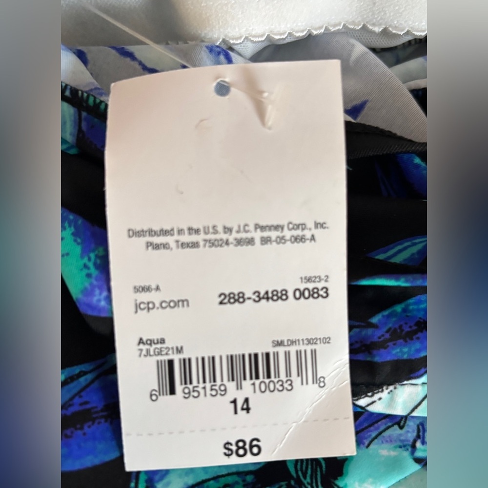 NWT Le Cove Floral Blue & Green One Piece Swimsuit Size 14 (Large L)  SKU 25 - Picture 7 of 8